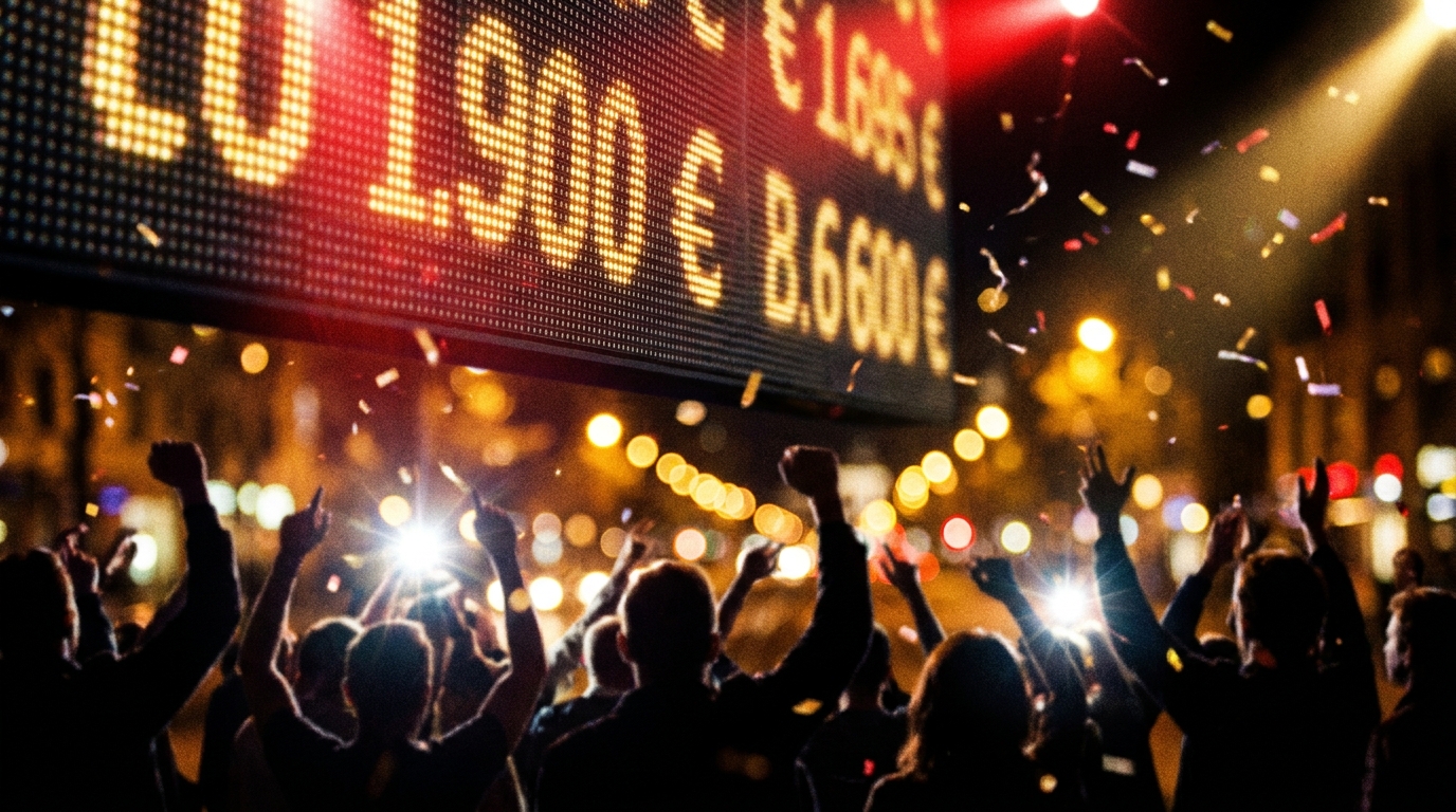 Lotto-Jackpot-Anzeige mit hohem Gewinnbetrag